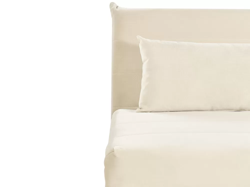 Beliani Divano Letto Moderno in Velluto Cremabianco con Rivestimento Morbido, Convertibile in 1 Posto Letto, Design Elegante per Soggiorno o Camera da Letto