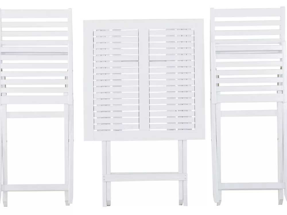 Set Bistrò Elegante 2 Posti in Legno di Acacia - Bianco Avorio e Verde Menta, Design Moderno per Giardino Fiji Beliani