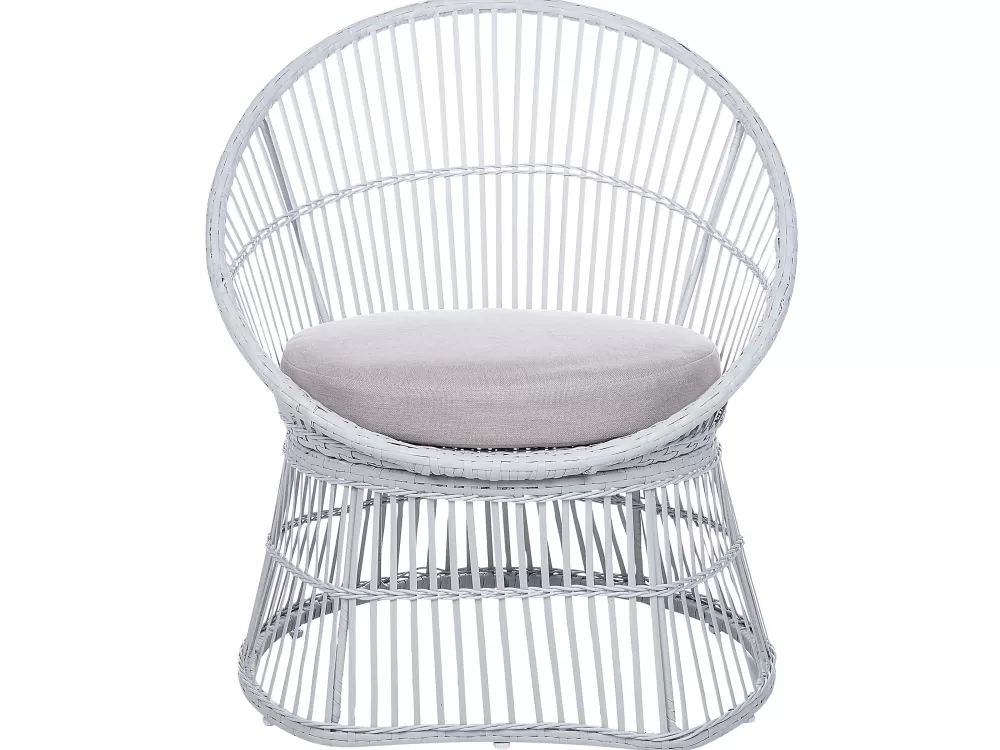 Set da bistrot Beliani per esterni, 2 posti in polirattan resistente – Bianco naturale 