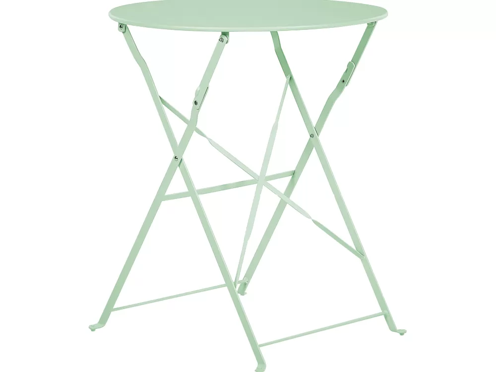 Bistrot Elegante per Esterni con 2 Posti in Acciaio Verde Menta - Set Fiori by Beliani