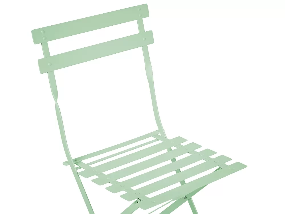 Bistrot Elegante per Esterni con 2 Posti in Acciaio Verde Menta - Set Fiori by Beliani