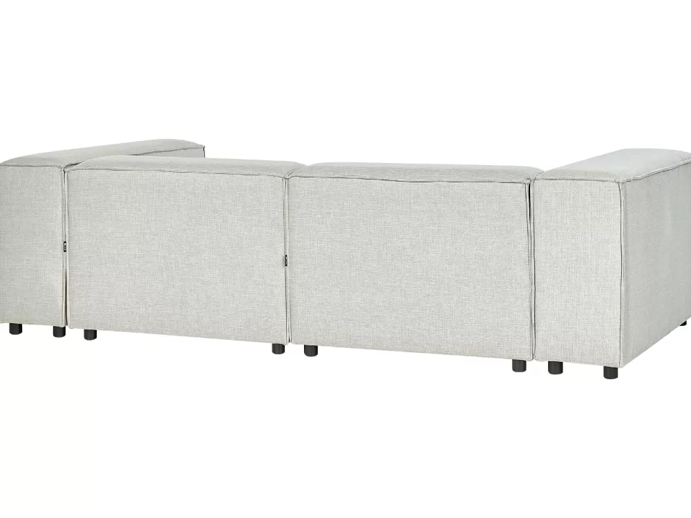 Soffia angolare Beliani 2 posti con struttura in legno e rivestimento in lino - Elegante grigio perla, versione sinistra - Offerta imperdibile Aprica