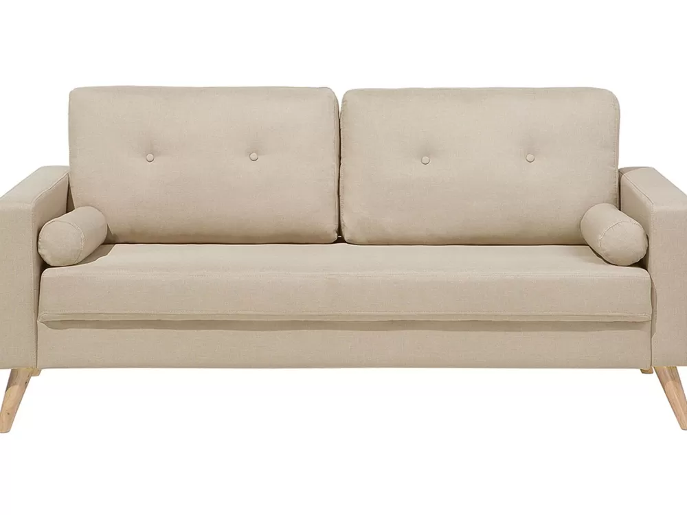 Beliani Divano Elegante a 2 Posti in Tessuto Beige - Modello Kalmar Confortevole