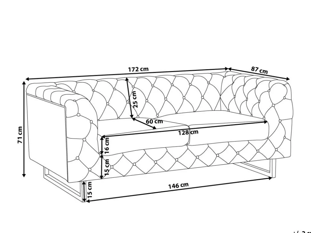 Sofà Beliani Vissland 2 Posti in Pelle Nera - Design Moderno e Confortevole