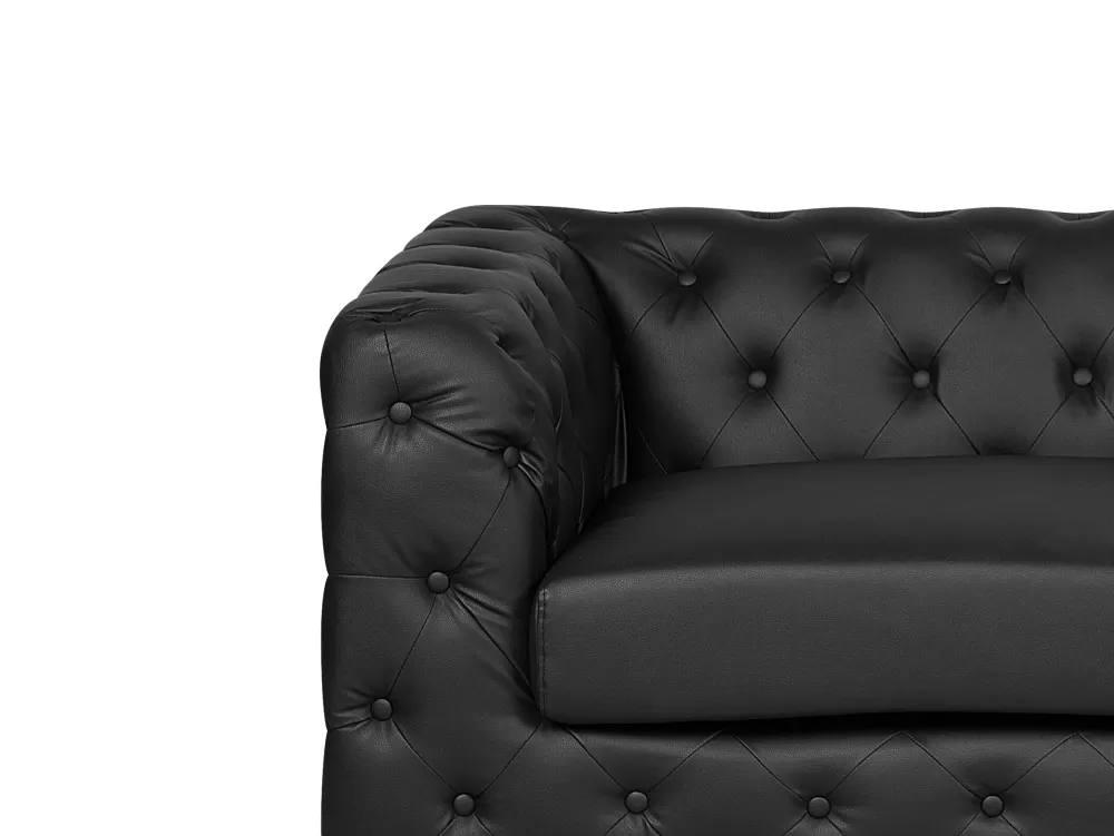 Sofà Beliani Vissland 2 Posti in Pelle Nera - Design Moderno e Confortevole