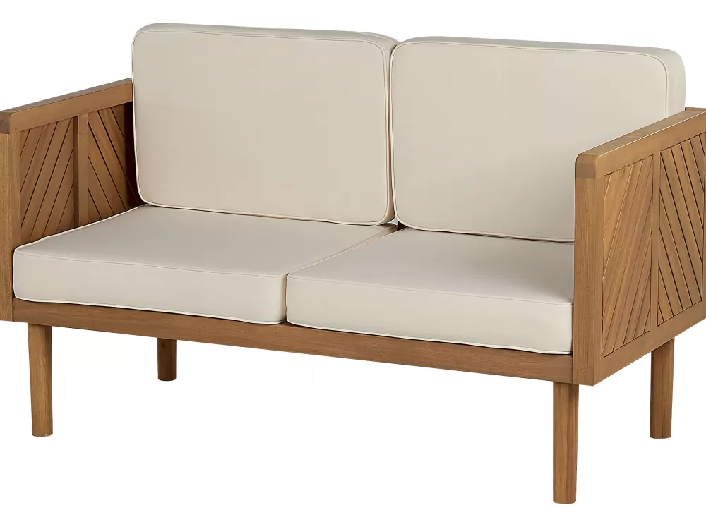 Divano da Esterno Beliani in Legno d'Acacia Bianco - 2 Posti Baratti, Salotto da Giardino con Sconto Eccezionale