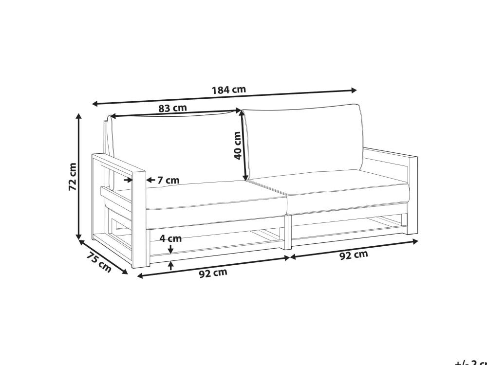 Divano da Giardino 2 Posti in Acacia Naturale Certificata - Rivestimento Impermeabile, Design Timor II con Struttura Resistente alle Intemperie - Tonalità Mogano Caldo by Beliani