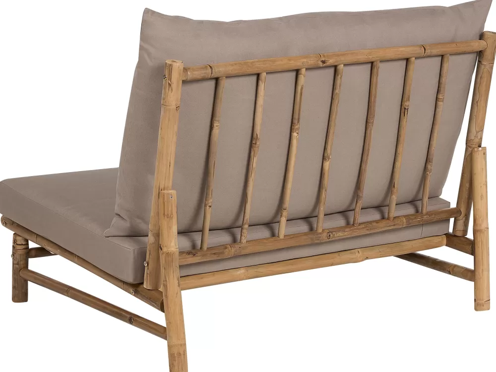Beliani Divano da Esterno Elegante in Bambù 2 Posti con Struttura Legno Chiaro, Tessuto Grigio Fumo - Set Relax Todi per Giardino