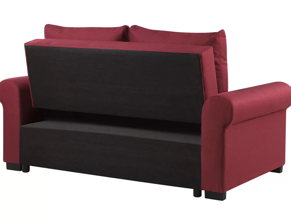Divano Letto Beliani 2 Posti in Tessuto Bordeaux - Design Moderno e Confortevole