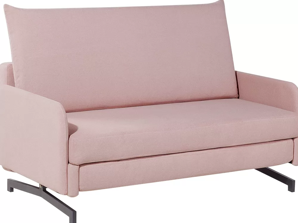 Divano Letto Belfast 2 Posti in Tessuto Rosa Chiaro - Design Accogliente Beliani