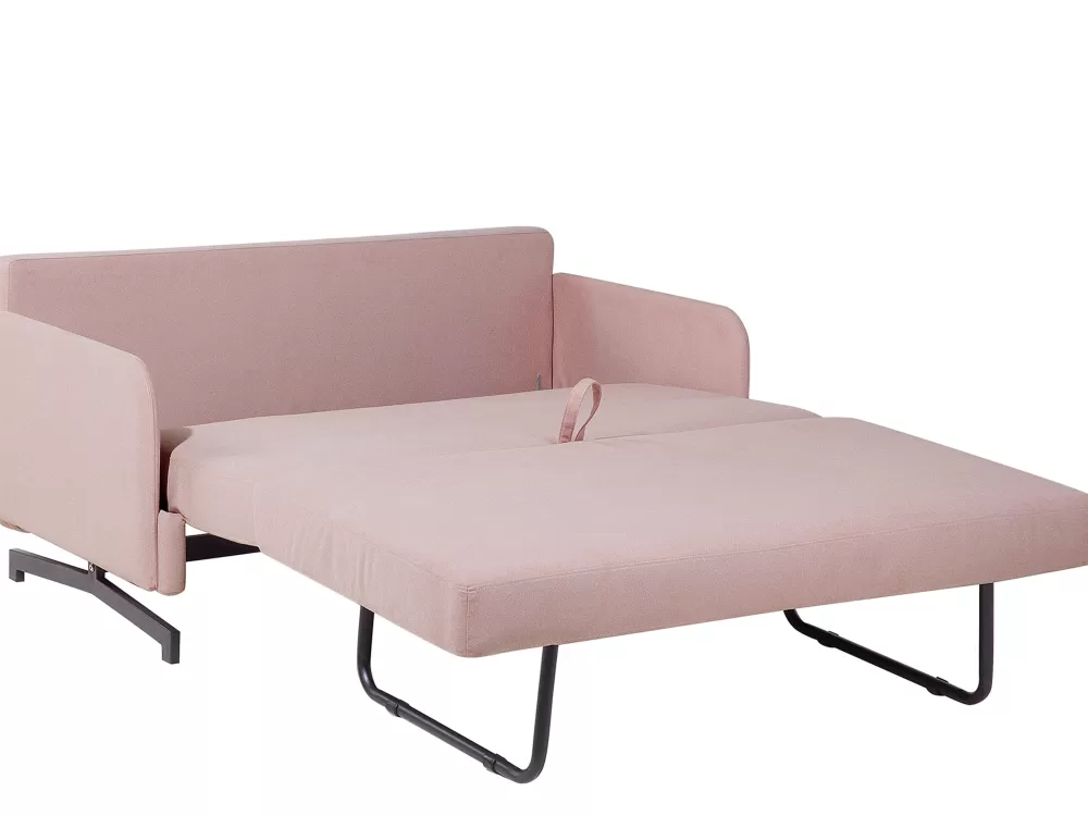 Divano Letto Belfast 2 Posti in Tessuto Rosa Chiaro - Design Accogliente Beliani