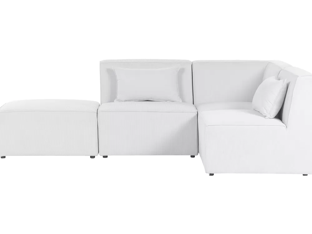 Sofà angolare Lemvig 3 posti con contenitore integrato - Sinistra in tessuto bianco naturale | Design funzionale per salotto moderno | Consegna rapida Beliani