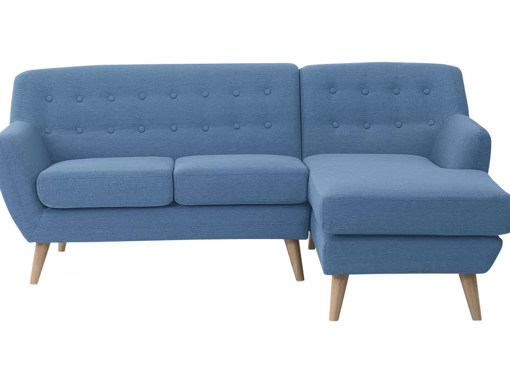 Divano Angolare 3 Posti Beliani in Tessuto - Moderno Angolare Sinistro Blu Motala con Sconto Esclusivo