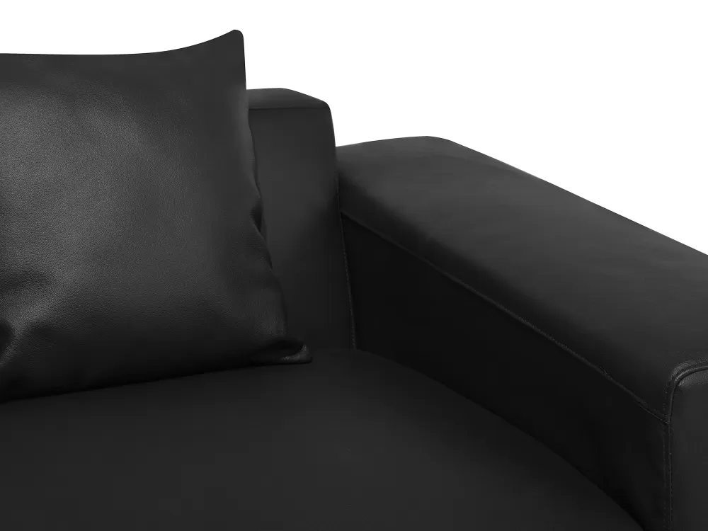 Beliani Divano Angolare 3 Posti Letto in Pelle Elegante, Design Moderno con Schienale Alto - Colore Nero Opaco, Configurazione Lato Sinistro, Linea Allungata