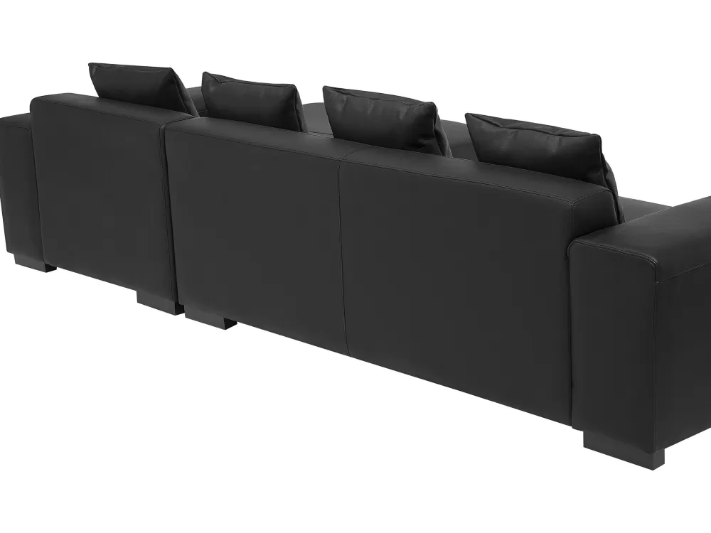 Beliani Divano Angolare 3 Posti Letto in Pelle Elegante, Design Moderno con Schienale Alto - Colore Nero Opaco, Configurazione Lato Sinistro, Linea Allungata