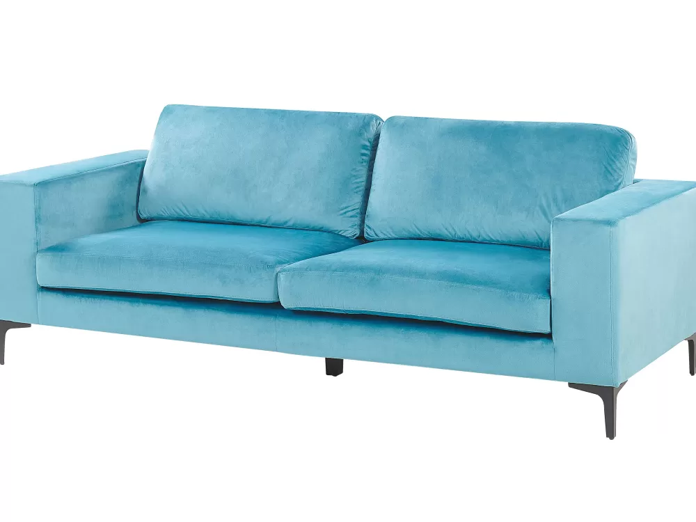 Divano Elegante a 3 Posti in Velluto - Celeste Chiaro Vadstena, Confortevole e Moderno