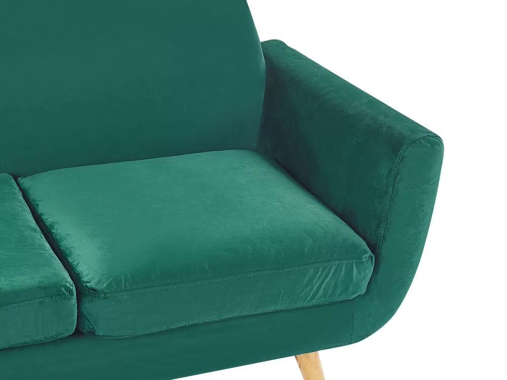 Divano 3 Posti Bernes Con Cuscini Rimovibili - Design Accogliente in Velluto Verde Sametto, Collezione Beliani