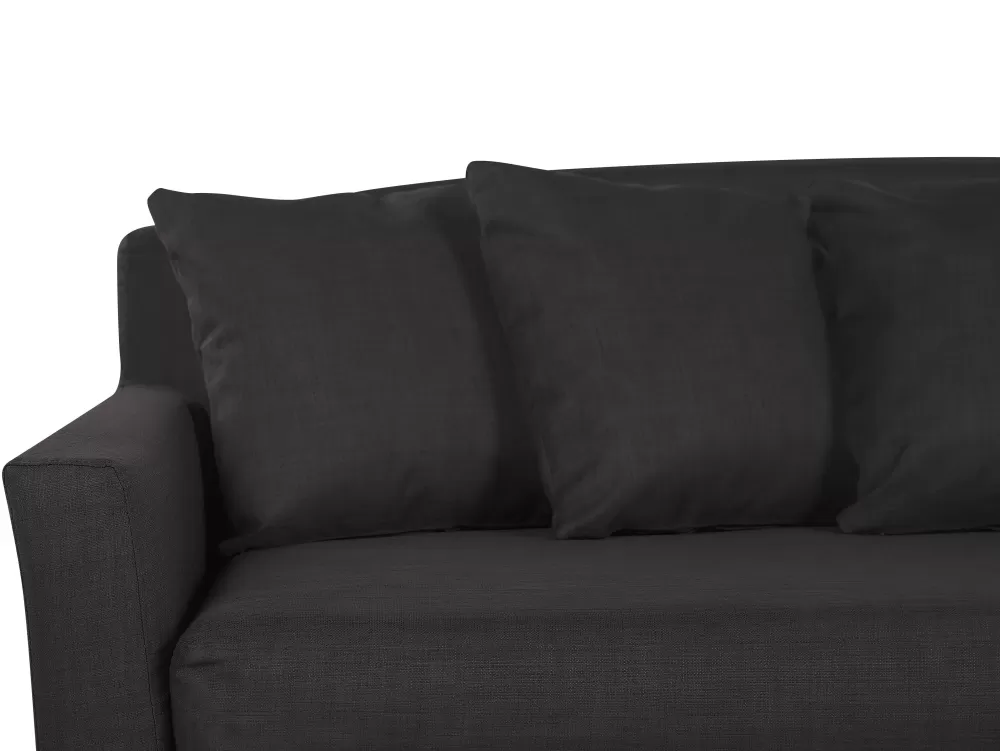 Beliani Divano Moderno a 3 Posti in Tessuto Antimacchia - Design Ergonomico con Struttura Resistente, Nero Opaco per Soggiorno Accogliente