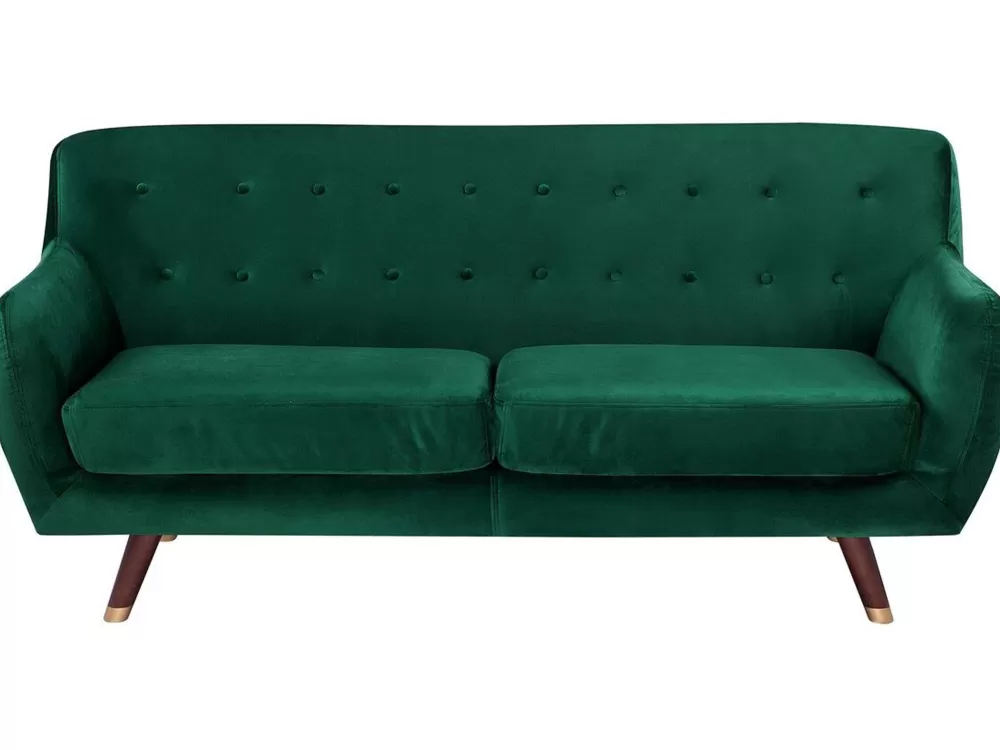 Divano Beliani Bodo a 3 Posti in Velluto Verde Smeraldo - Lusso Moderno e Confortevile