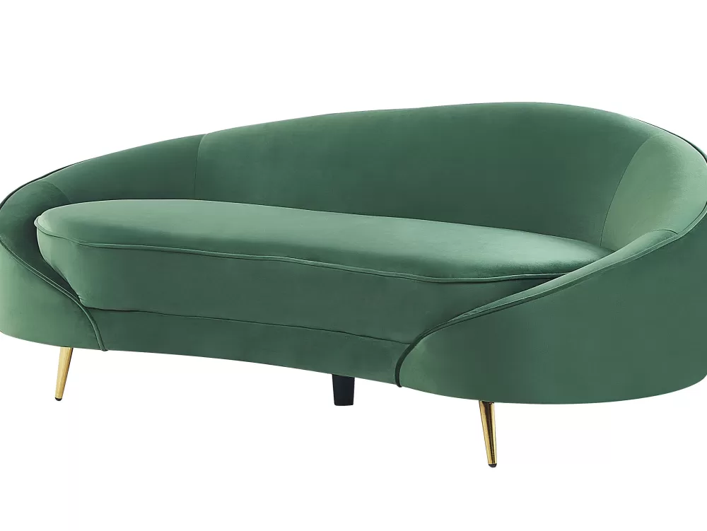Divano Beliani 3 Posti in Velluto Smeraldo - Elegante e Comodo per il Tuo Salotto 

（：，、