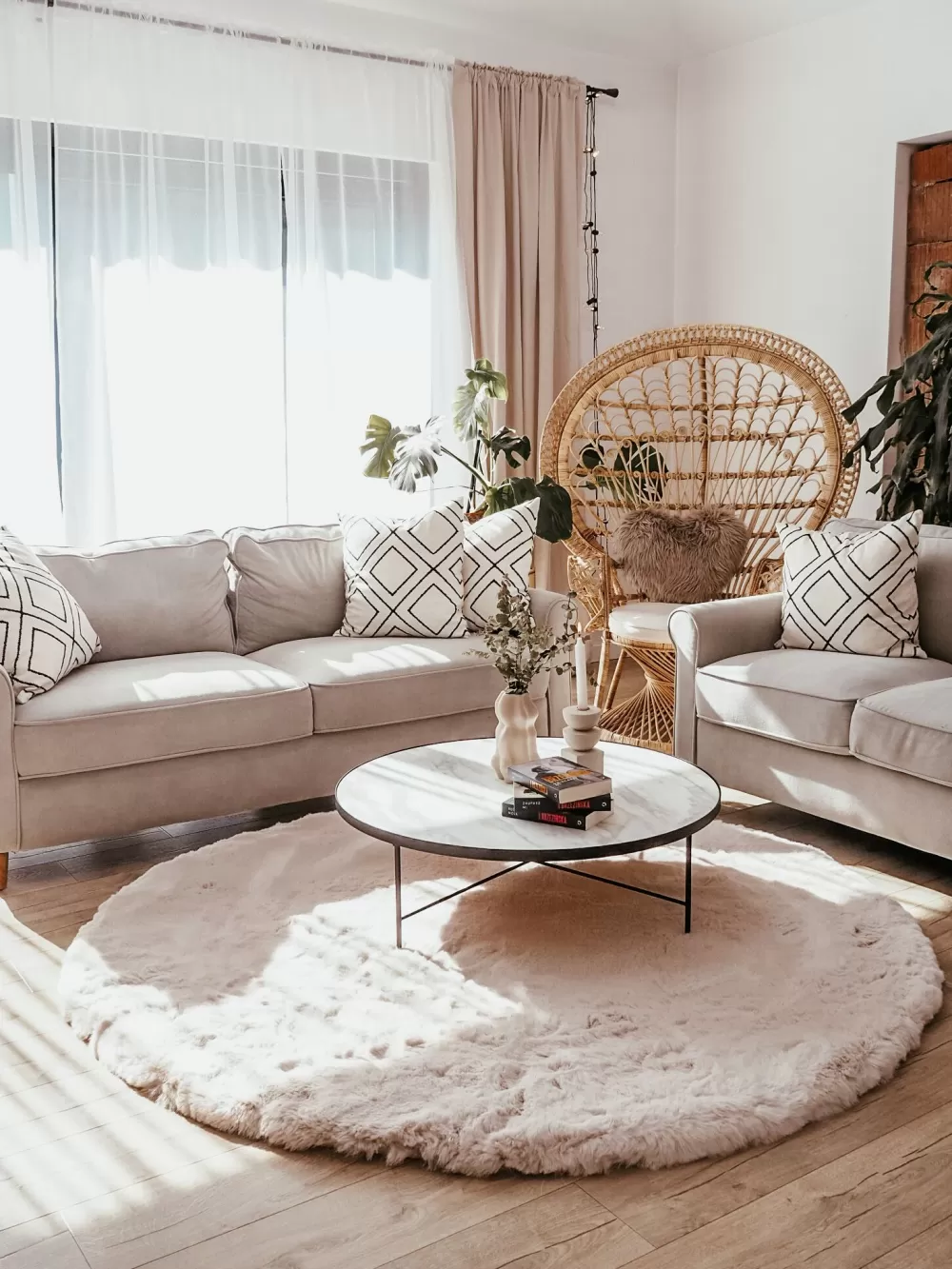 Divano Beliani 3 Posti in Velluto Beige Chiaro - Design Confortevole Ronneby