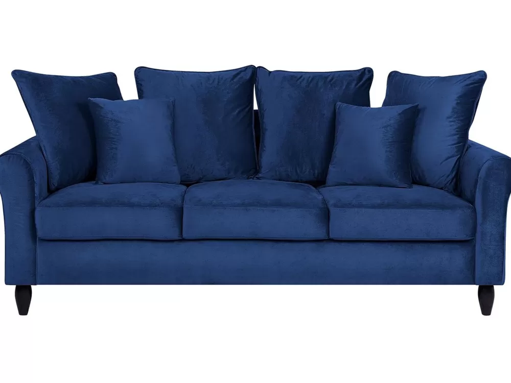 Divano Beliani Bornholm a 3 Posti in Velluto Blu Navy, Elegante e Confortevole