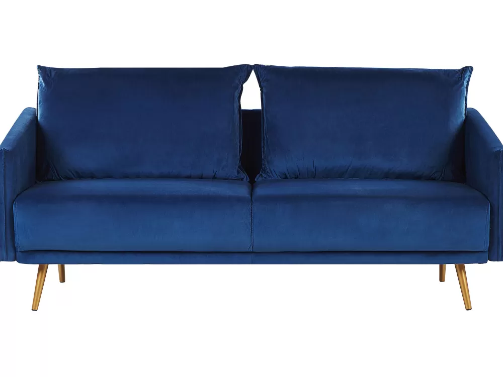 Sofà 3 Posti in Velluto Blu Marina Maura - Sconto Speciale Beliani