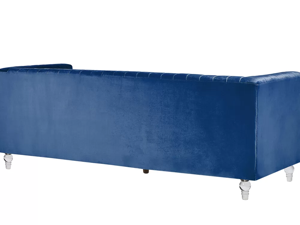 Beliani Arvika - Divano Elegante in Velluto Blu per 3 Persone, Design Accattivante e Confortevole