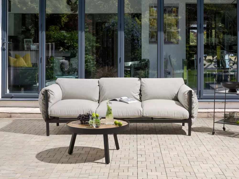 Beliani Divano da Esterno Moderno 3 Posti con Struttura in Alluminio Leggero, Grigio Perla - Collezione Esperia