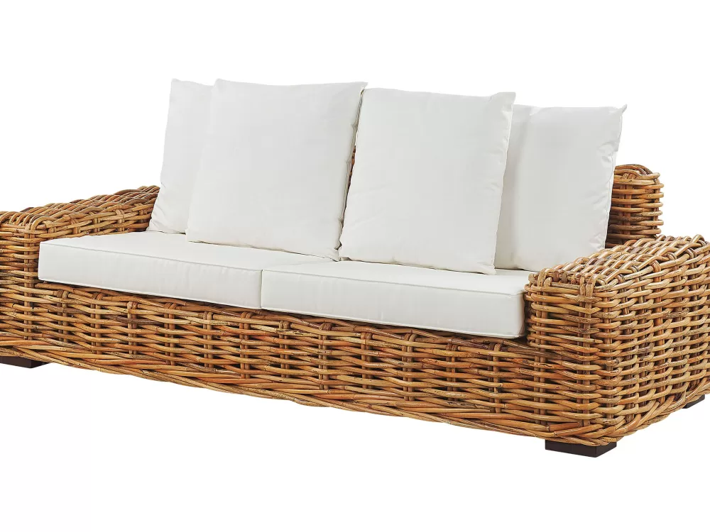 Sofa da Esterno 3 Posti in Rattano Marrone - Design Moderno Forli by Beliani