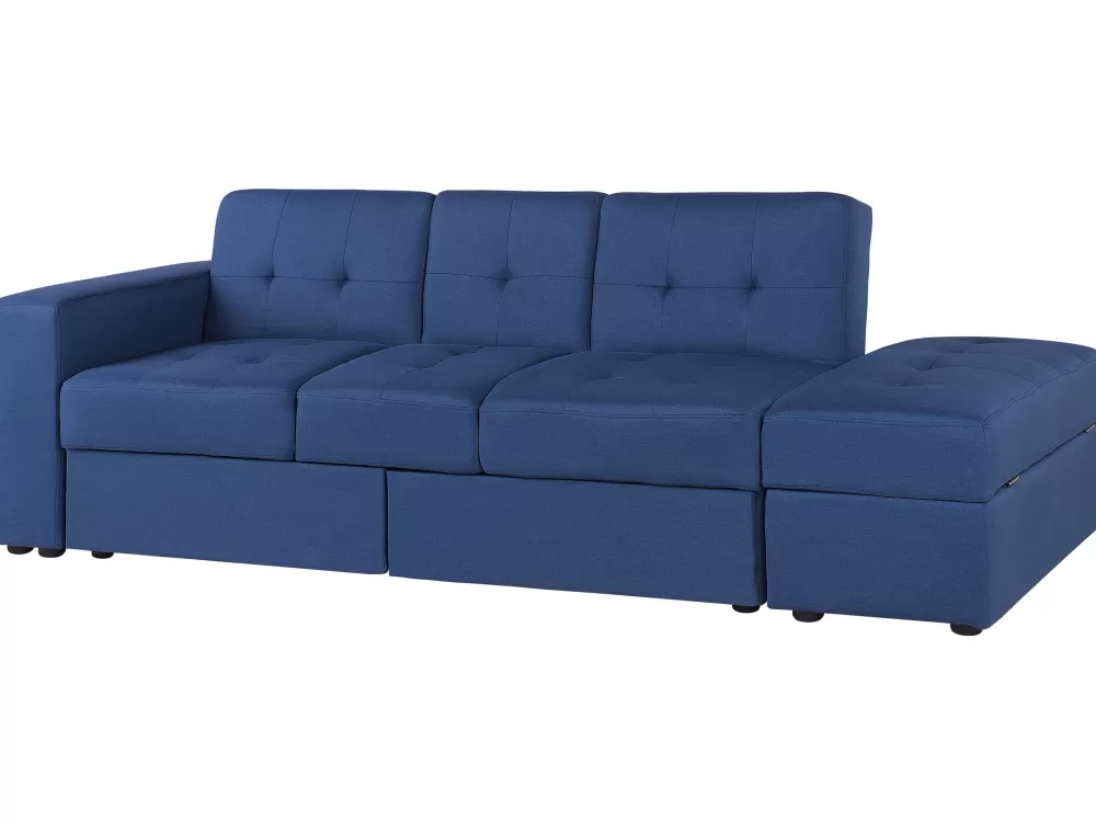 Divano Letto Convertibile Falster 3 Posti in Tessuto Premium Blu Marina - Confortevole Design Scandinavo Beliani