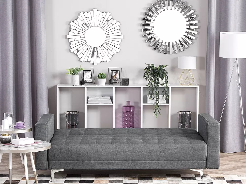 Beliani Divano Letto 3 Posti in Tessuto Grigio Chiaro Aberdeen - Design moderno e comfort superiore