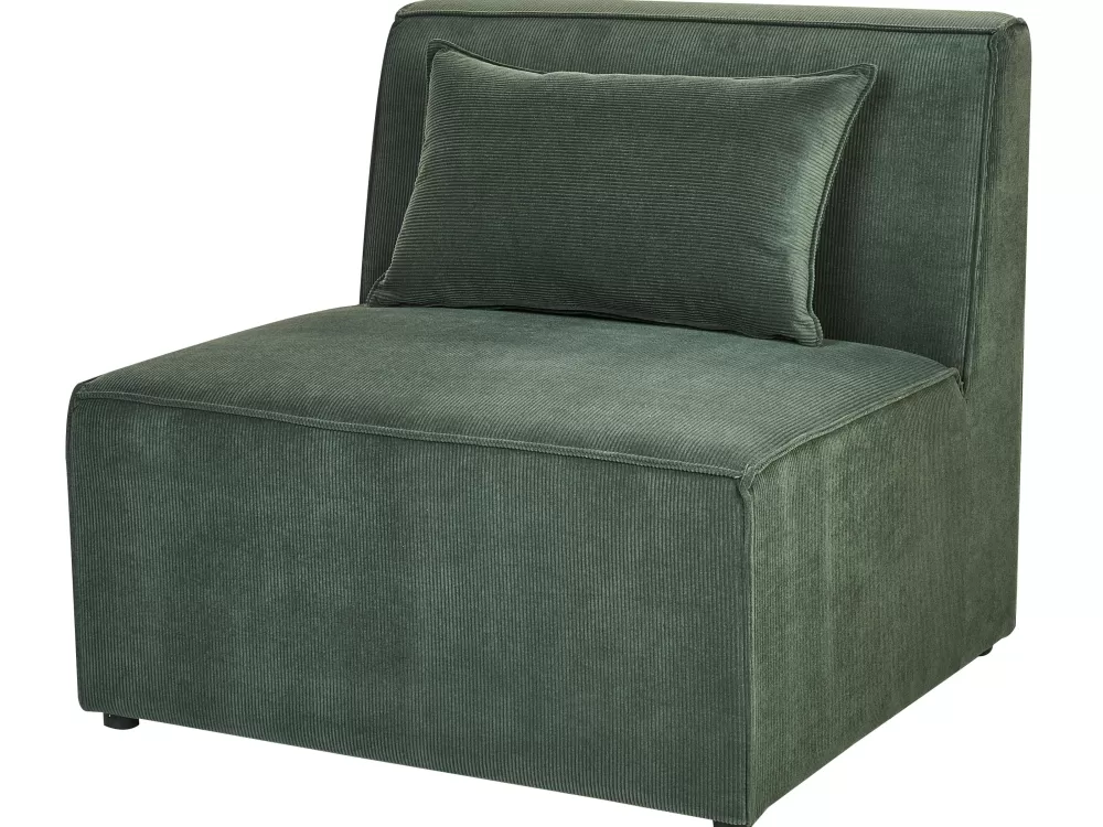 Divano Angolare Beliani 4 Posti con Rivestimento in Velluto, Design Moderno e Confortevole - Verde Scuro Lemvig