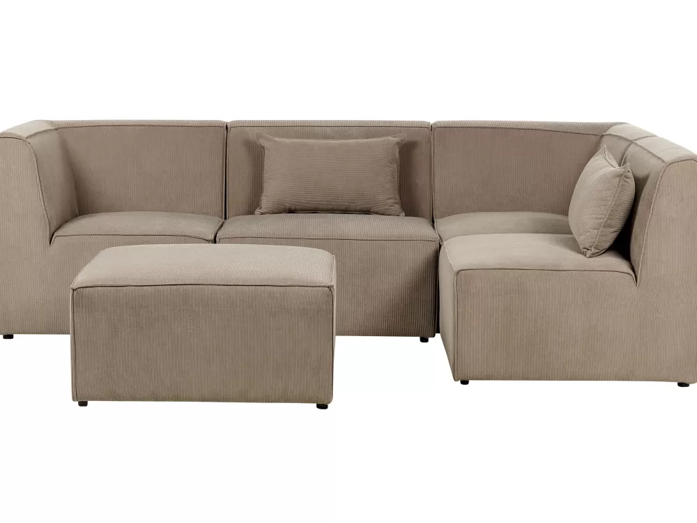 Divano Angolare Beliani 4 Posti con Cuscini, Design Moderno in Tessuto Grigio-Marrone - Modello Lemvig per Soggiorno Sinistro