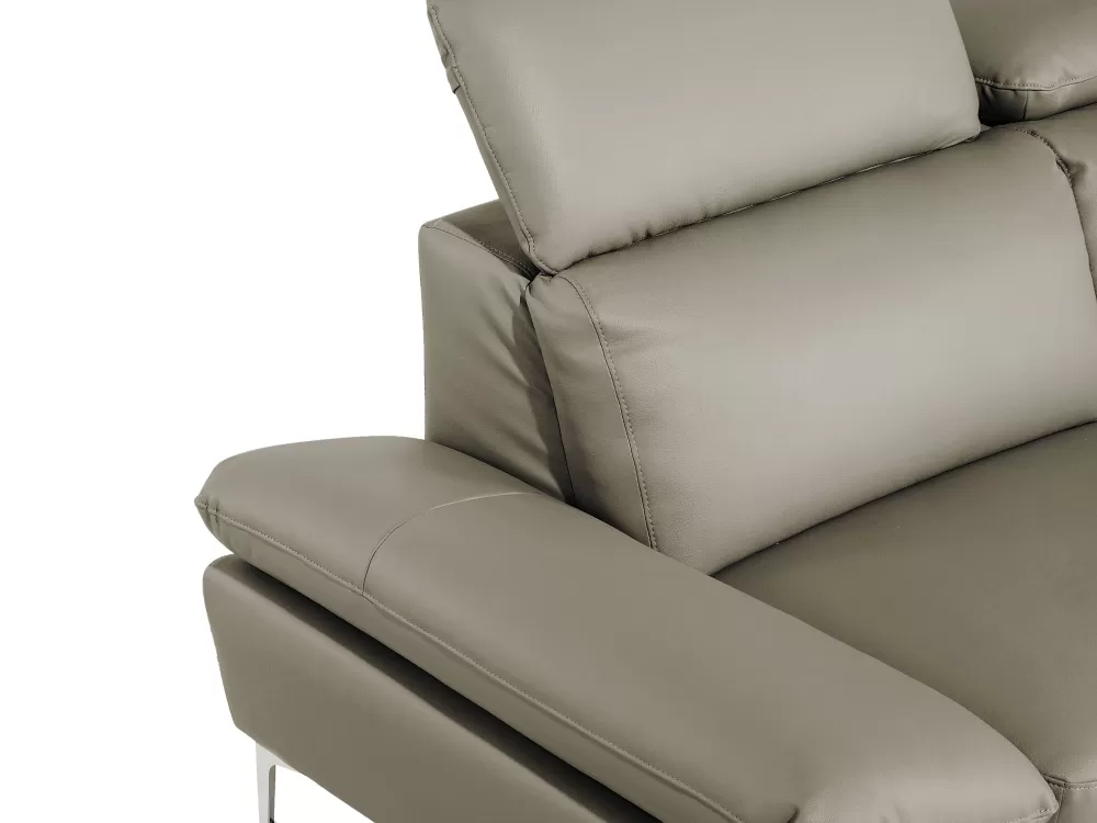 Divano Angolare Beliani in Vera Pelle - 4 Posti, Design Elegante Grigio Taupe, Lato Sinistro, Collezione Farila
