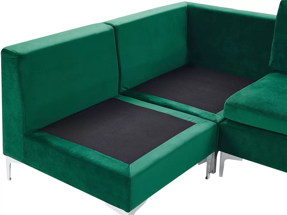 Divano angolare in velluto Beliani 4 posti - Design moderno verde Evja