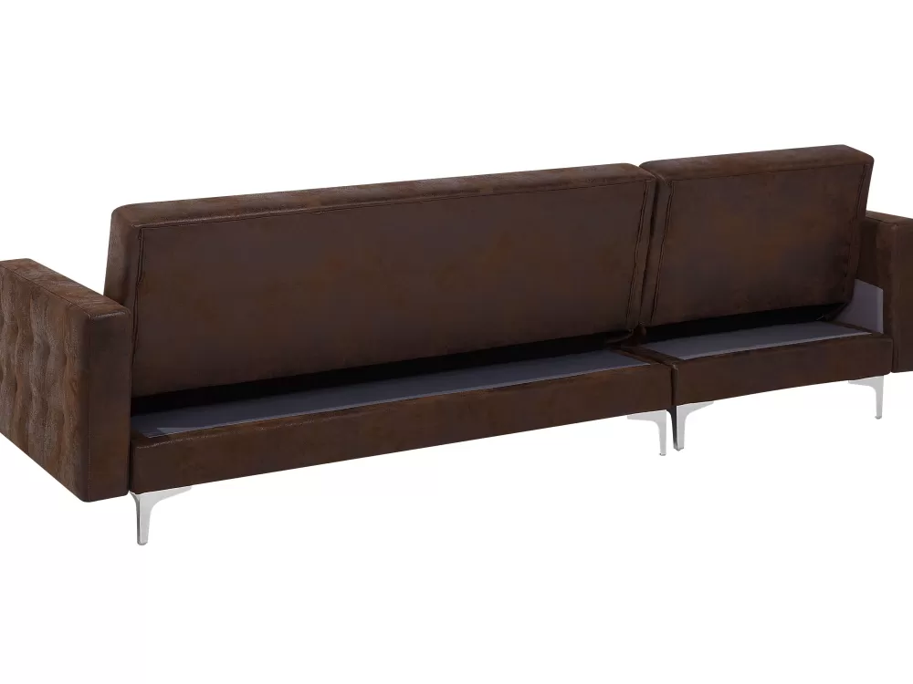 Divano angolare letto Beliani in ecopelle marrone Aberdeen - 4 posti con struttura convertibile e rivestimento premium