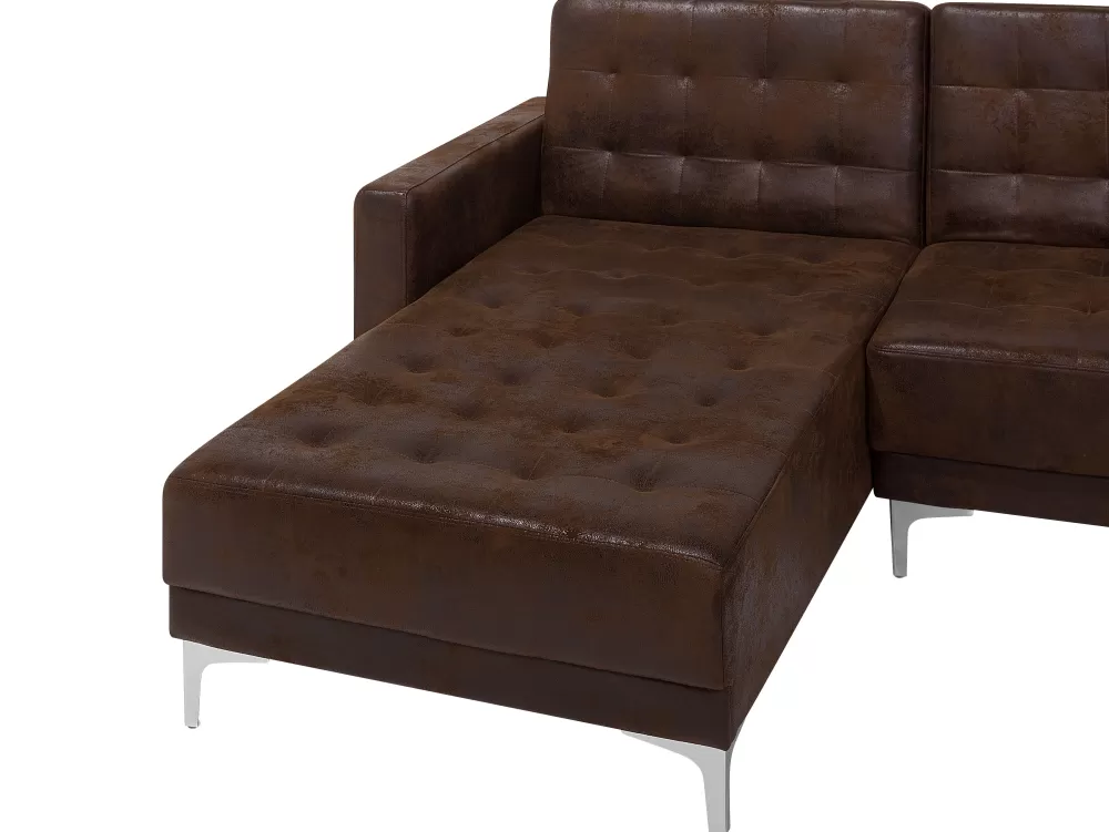 Divano angolare letto Beliani in ecopelle marrone Aberdeen - 4 posti con struttura convertibile e rivestimento premium