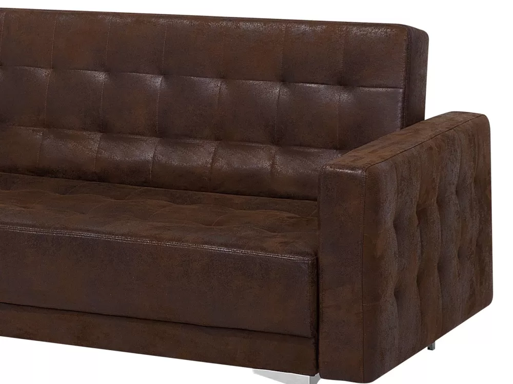 Divano angolare letto Beliani in ecopelle marrone Aberdeen - 4 posti con struttura convertibile e rivestimento premium