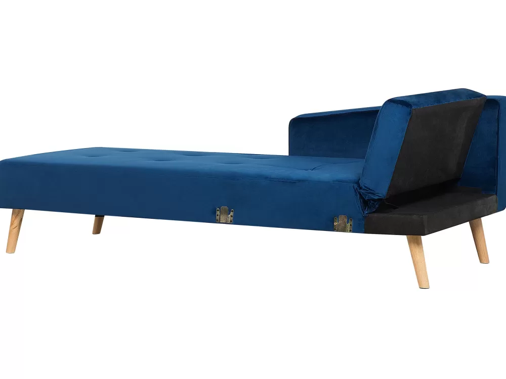 Divano angolare letto Beliani 4 posti, rivestimento in velluto blu navy - Modello Vadso con design moderno e comfort premium per salotto