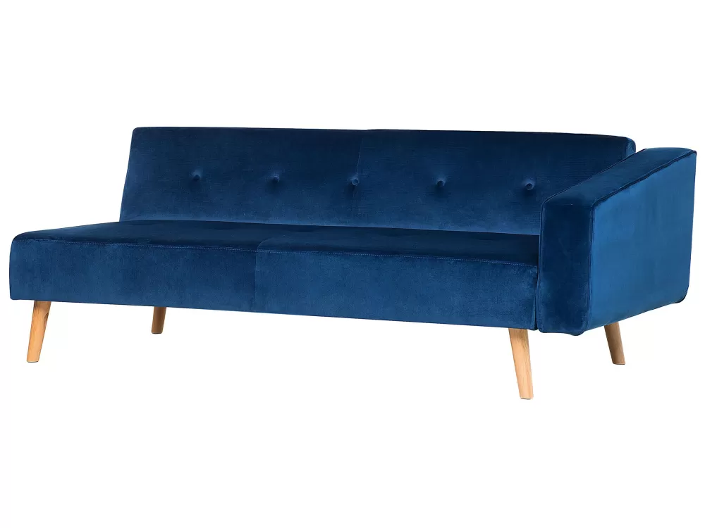 Divano angolare letto Beliani 4 posti, rivestimento in velluto blu navy - Modello Vadso con design moderno e comfort premium per salotto