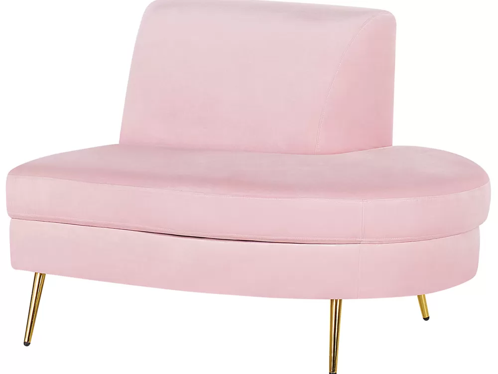 Beliani - Divano Moderno 4 Posti in Velluto, Design Curvilineo con Accenti in Rosa Pallido e Verde Muschio, Confortevole ed Elegante
