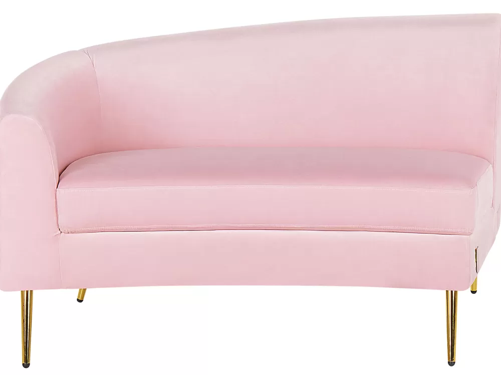 Beliani - Divano Moderno 4 Posti in Velluto, Design Curvilineo con Accenti in Rosa Pallido e Verde Muschio, Confortevole ed Elegante