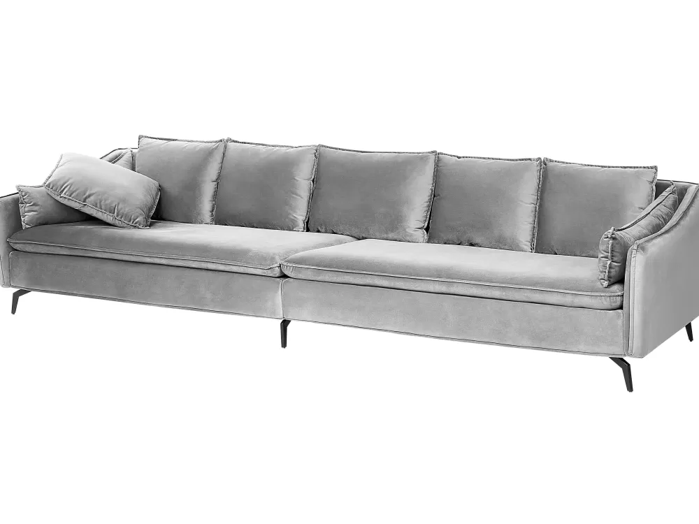 Divano Moderno 4 Posti in Velluto Elegante Beliani - Grigio Chiaro Aure, Confortevole e Stiloso