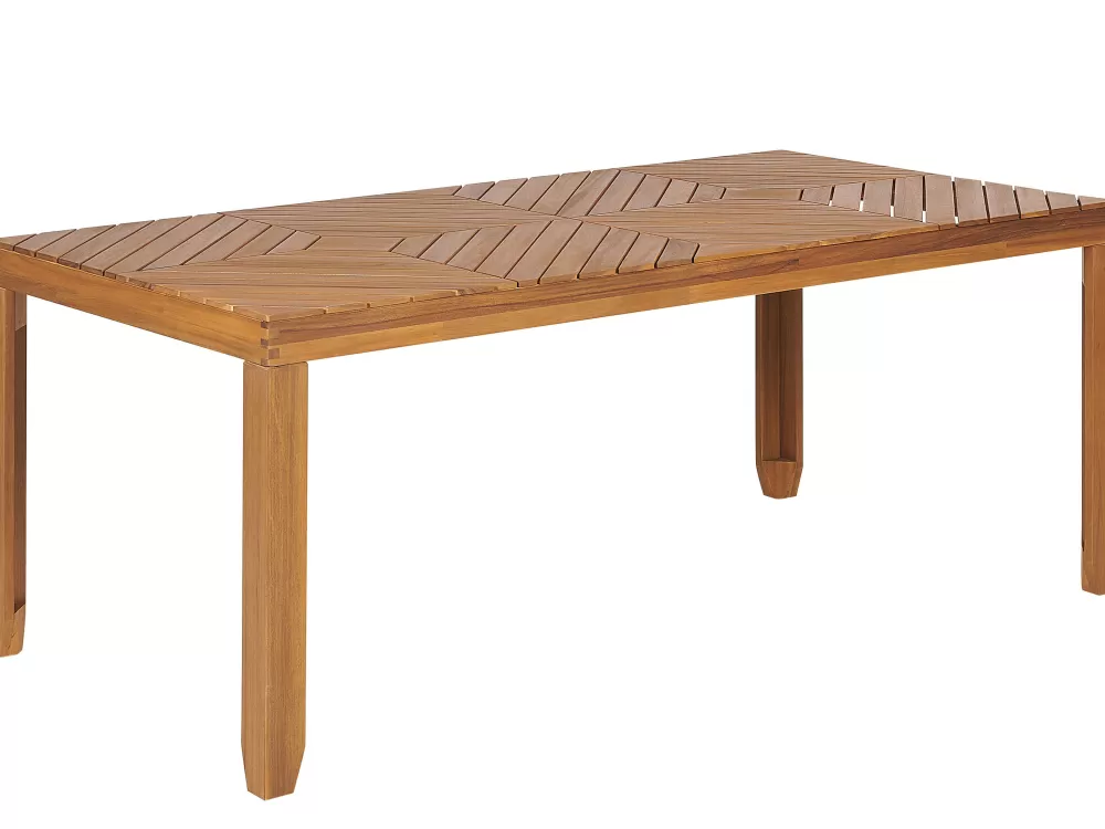 Elegante Set da Pranzo Esterno in Legno di Acacia Chiaro per 4 Personi - Tavolino Baratti da Giardino Resistente alle Intemperie