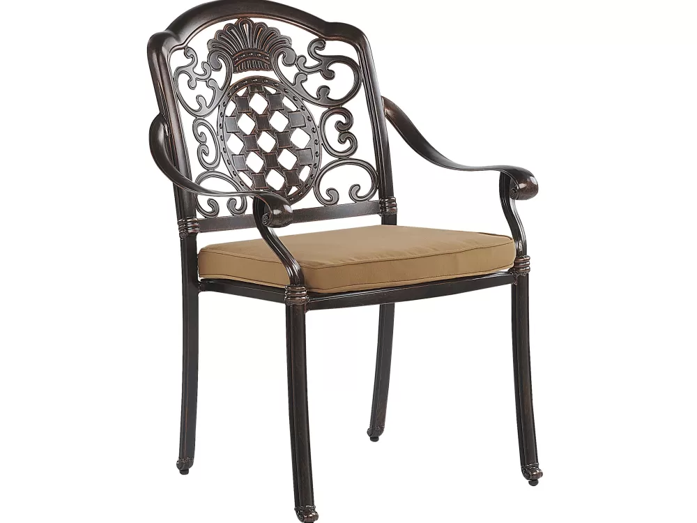 Beliani Salento: Set da Giardino con Ombrellone in Alluminio per 4 Persone, Colore Marrone Scuro - Design Pratico e Moderno