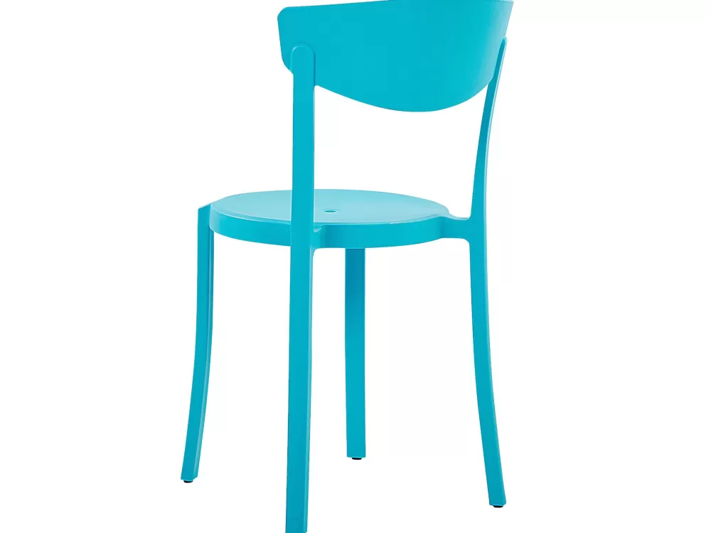 Beliani Set da Pranzo Esterno con 4 Posti, Poltroncine in Plastica Resistente - Design Moderno Turchese e Bianco, Linea Sersale/Vieste per Giardino o Terrazza