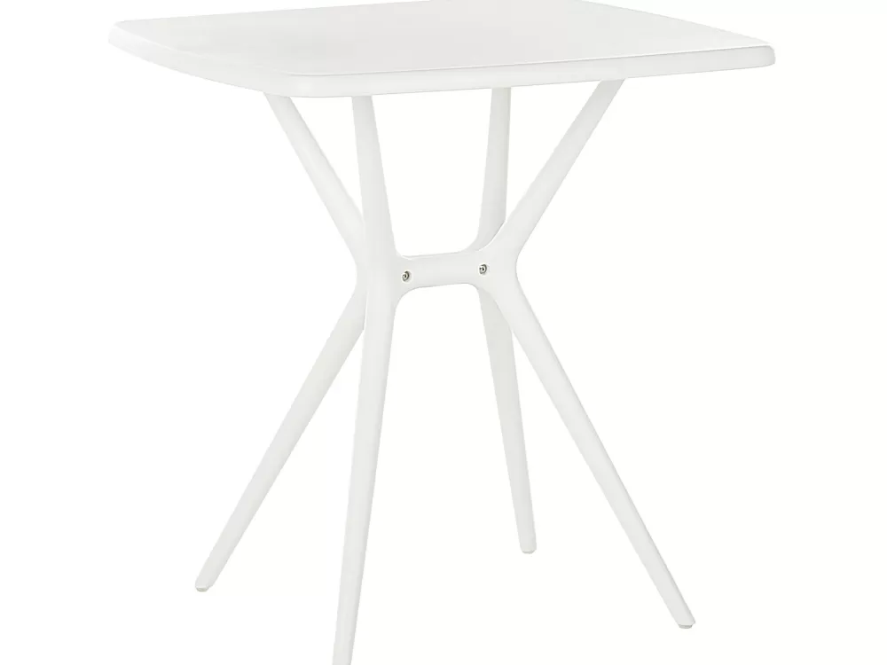 Beliani Set da Pranzo Esterno con 4 Posti, Poltroncine in Plastica Resistente - Design Moderno Turchese e Bianco, Linea Sersale/Vieste per Giardino o Terrazza