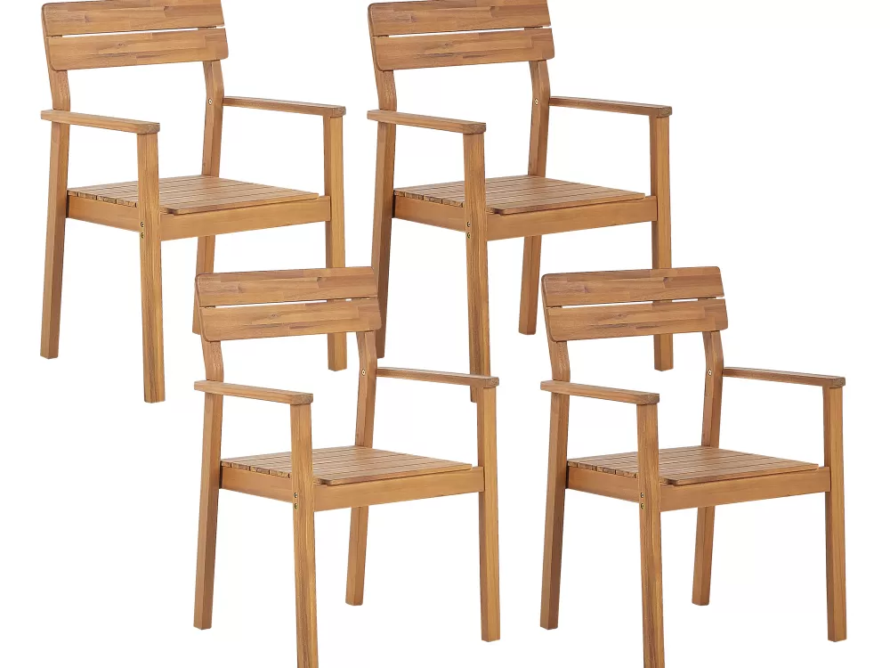 Promo Fornelli: Tavolo da Esterno con 4 Sedute in Legno Acacia Chiaro - Set Completo per Giardino