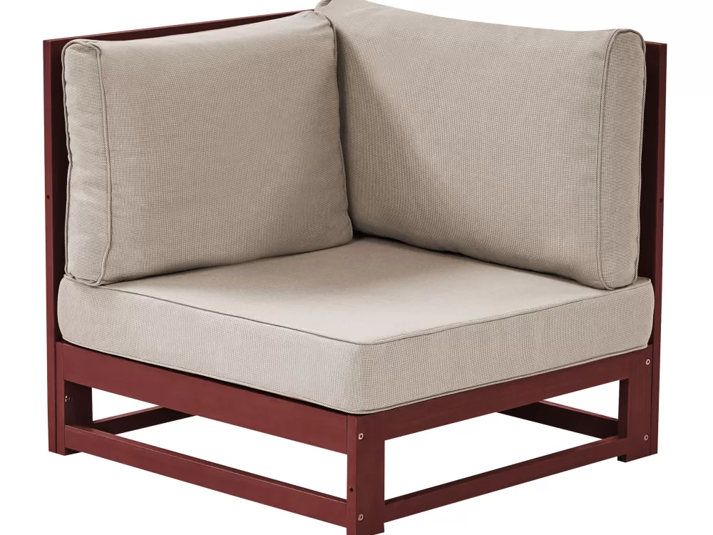 Saldo Estivo! Comodo Divano da Esterno 4 Posti in Legno di Acacia - Timor II, Cuscini Inclusi, Finitura Marrone Mogano - Ideale per Giardini e Terrazze
